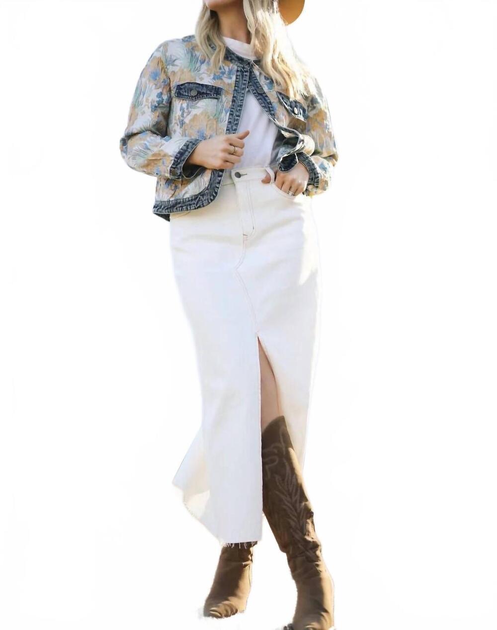 NEW MIOU MUSE high waisted denim skirt in white